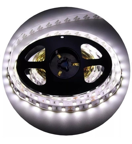 Tira Led 3528 Blanco Frio Exterior 5mt Siliconada + Fuente