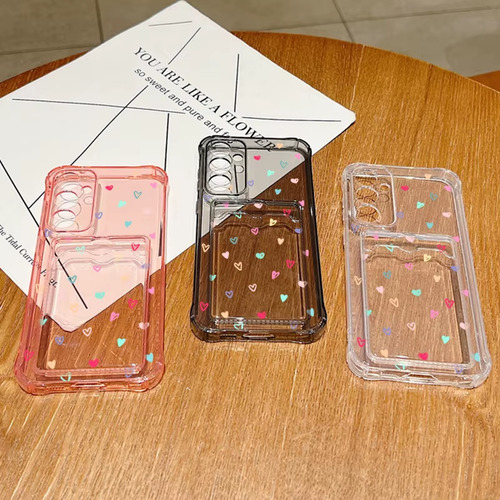 Funda De Tpu Para Samsung Galaxy Tipo Billetera Con Tarjetero Con Corazones Pequeños