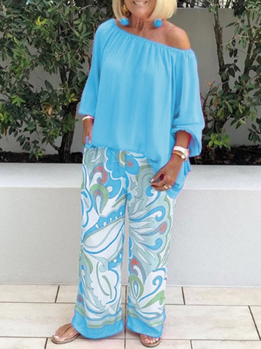 Mz Conjunto Casual Con Pantalones Estampados For Mujer