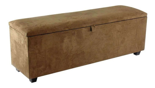 Puff Retangular Com Báu Premium 160 Cm Suede Marrom