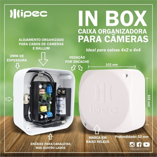 Imagem 1 de 5 de Caixa Plástica De Sobrepor Para Câmera De Segurança