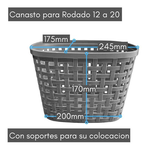 Imagen 2 de 5 de Canasto Delantero Bicicleta Rodado 12 14 16 20 Resistente