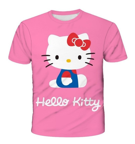 Polera Niña Hello Kitty Full 3d Impresión Digital