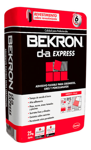 Bekron Da Express - Adhesivo Para Pisos Y Muros, 20 Kg