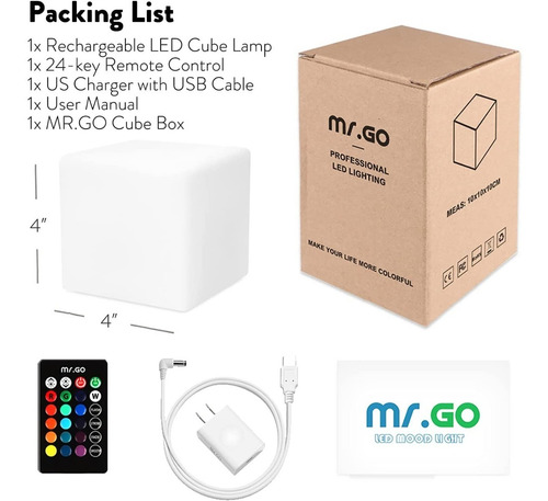 Loftek Cubo Luz Led Rgb 16 Color Ip65 10 Cm Lampara Led