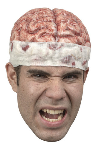 Mascara Casco Latex Cerebro Zombie Brain Cap Halloween Color Rosa