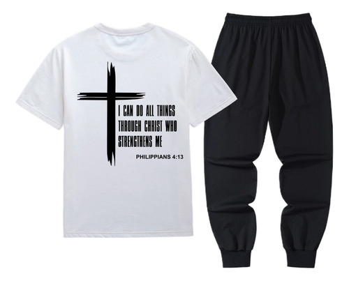 Camiseta De Verano Con Pantalones Largos Scripture, Conjunto