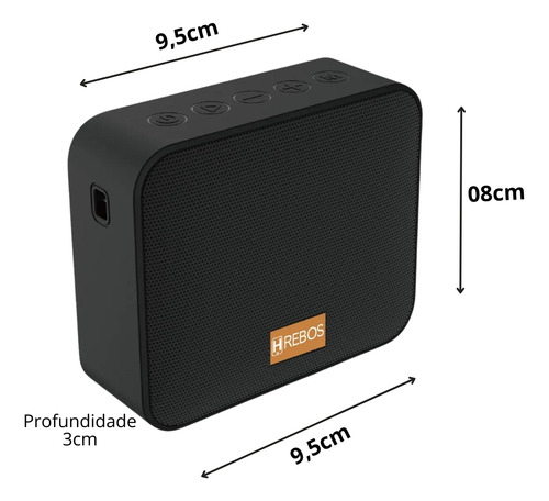 Caixa De Som Bluetooth A Prova D'água Hrebos - Hs-621 Cor Preto