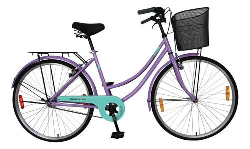 Bicicleta Dama Paseo Baccio Siena Rod 26 Vt Canasto Parrilla Color Violeta