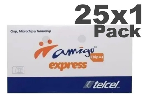 25x1 Tarjeta Sim Chip Telcel 2g 3g 4g Lada 317 Autlan