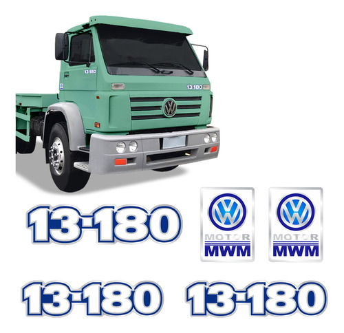 Kit Adesivo Volkswagen 13-180 Emblema Mwm Caminhão