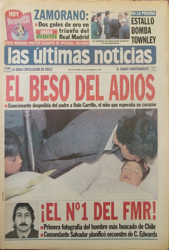 Diario Las Últimas Noticias De 1993 N°1 Del Frente Fmr (d38