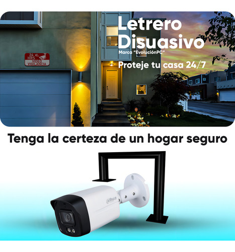 Dahua Cámara Bullet Hfw1239tlm-plus-artemis Full Color 2 Mp Con Brazo Metálico Y Letrero Disuasivo Super Adapt Wdr Real 130 Db Microfono Integrado Lente De 3.6mm Led 40m Ip67 Hfw1239tlm Starlight