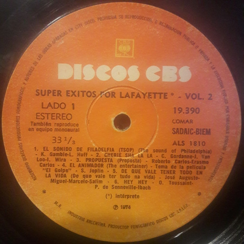 Sin Tapa Disco Lafayette Super Exitos Volumen 2 Cp0