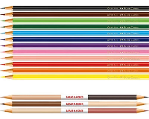 Lapis De Cor Caras E Cores 12 + 6 Tons De Pele Faber Castell