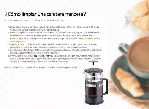 Cafetera Manual Embolo Prensa Francesa Vidrio Y Acero 1L — El Capitán