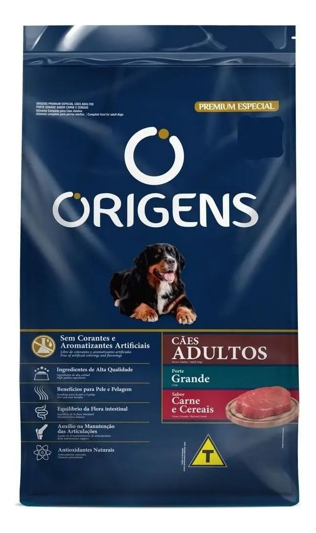 Ração Para Cães Adulto Grande Carne E Cereais 3kg Origens