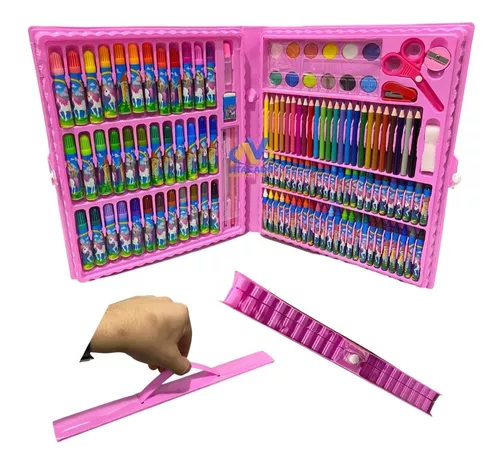 Kit Estojo Escolar Infantil Maleta de Colorir e Desenhar Unicórnio