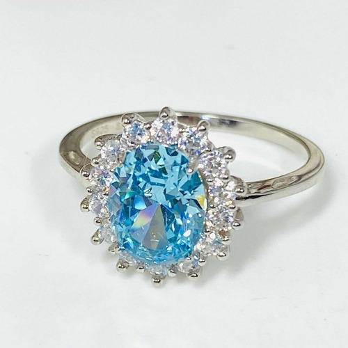 Imagen 3 de 7 de Anillo Plata 925, Topacio Azul Celeste London Blue. 100% Nat
