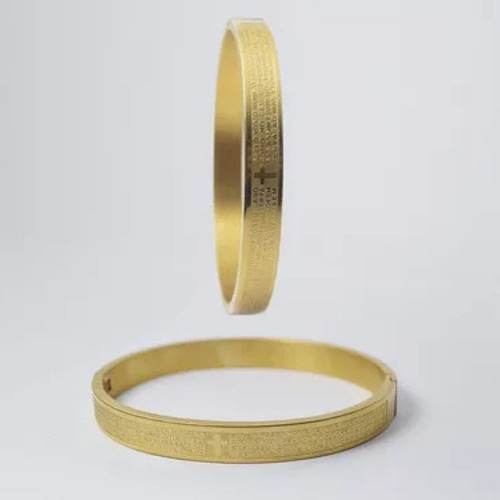 Kit 4 Bracelete Pulseiras Aço Inox Pai Nosso Dourado Prata Comprimento 19 Cm Cor Prateado E Dourado Diâmetro 19 Cm