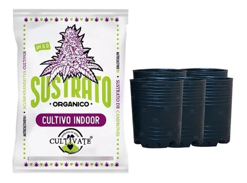 Sustrato Cultivate Indoor Orgánico 25lt Con Soplada 5lt 5u