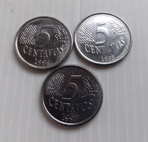Brasil 5 Centavos De Real 1994 1995 1997 Monedas Km#632 C/u