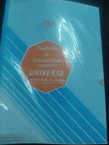 Cuaderno De Contabilidad Universo 3 Columnas 16 Páginas