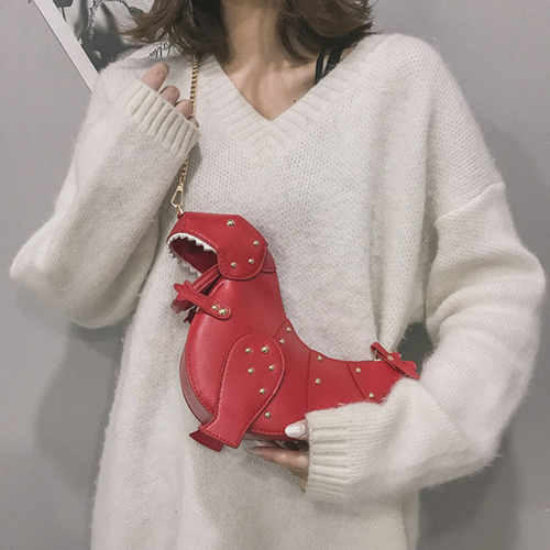 Mujeres Lindo Dinosaurio 3d Bandolera Remache Chic Cadena