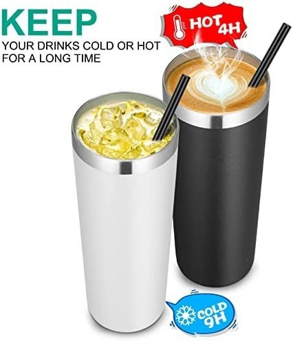 Vaso Termico Aislado Al Vacío C/ Tapa Y Popote-negro/ 1und