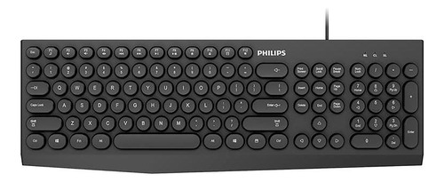 Teclado Philips K313 Cable Usb Multimedia Ergonomico Negro