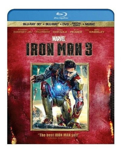 Iron Man 3 Tres Discos Blu-ray 3d / Blu-ray / Dvd Copia