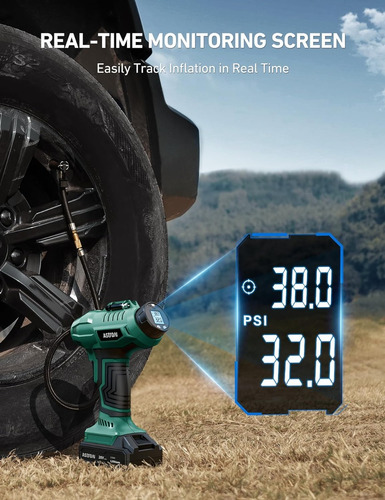 Inflador De Neumáticos Inalámbrico, 160 Psi, Verde; Astroai