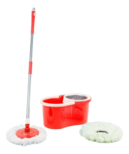 Trapeador De Piso Giratorio Automatico Centrifugador Escurridor De Acero Con 2 Mopas Secador Lampazo 360 Balde