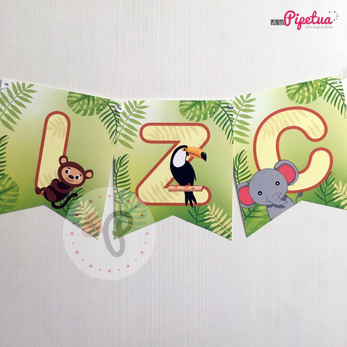 Mega Pack Animales De La Selva Topper Banderin Pinchos Deco