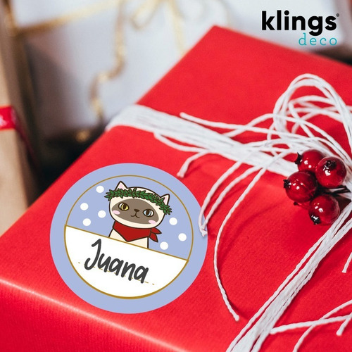 Imagen 2 de 5 de Etiquetas Para Copas Presentes Regalos Navidad Gatitos