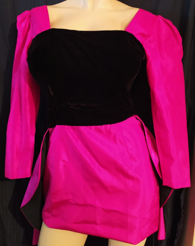 Vestido Corto Negro Fucsia - Talla S - Marca Tuluai