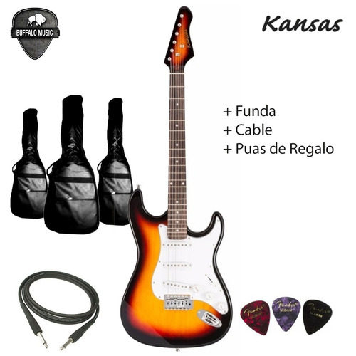 Guitarra Electrica Kansas Stratocaster + Funda + Cable + Pua