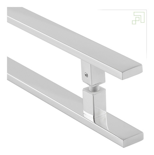 Puxador Porta Duplo Em Aço Inox 75cm Modelo Flat Economy Cor Polido