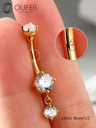 Anillos De Oro Macizo Para Ombligo En Estilo Corazon