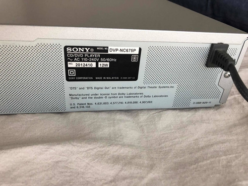 Sony Dvp-nc675p Reproductor De 5 Dvd Cd Changer