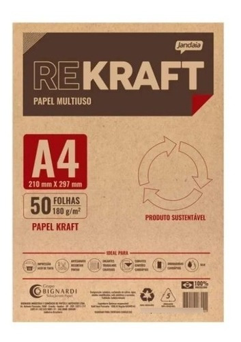 Papel Kraft  Para Impressão A4 180g 50 Fls Jandaia