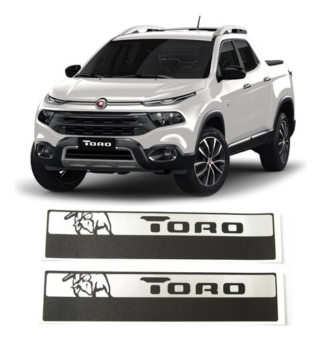 Par Emblemas Adesivos Soleira De Porta Carro Fiat Toro Tor23