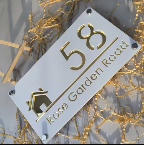Placa D Endereço Residencial Em Acrílico- Nome E Número. 5 Opções De Modelo E Cor