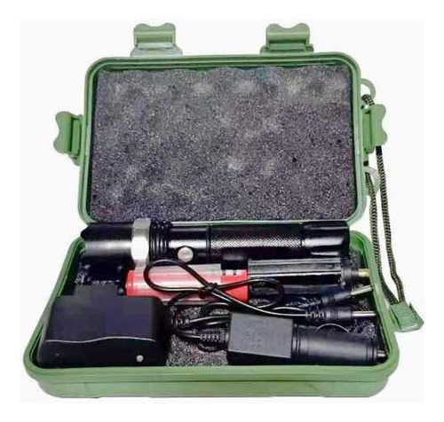 Kit Linterna Led Metálica Recargable Zoom Resistente Al Agua