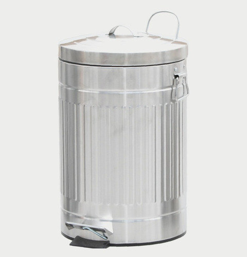 Imagen 1 de 4 de Cesto Tacho Basura Pedal 20 Lts Vintage Galvanizado