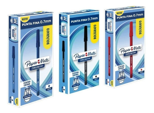 Bolígrafos Paper Mate Punta Fina Pack Rojo, Azul Y Negro 