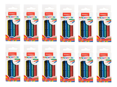12 Cajas De Lapices Cortos Simball Innovation X 6 Colores
