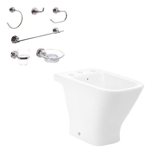 Juego Baño Bidet Roca The Gap + Accesorios Aqualaf 6 Piezas