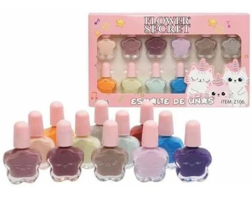 Set X12 Pinturas De Uñas Para Niñas Esmalte De Niñas Gatito