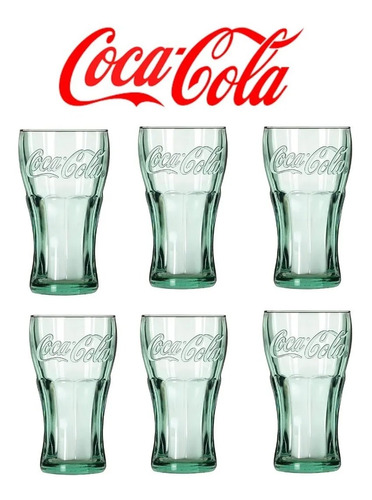 Set De 12 Vasos Coca Cola De Vidrio Libbey 450 Ml Verde